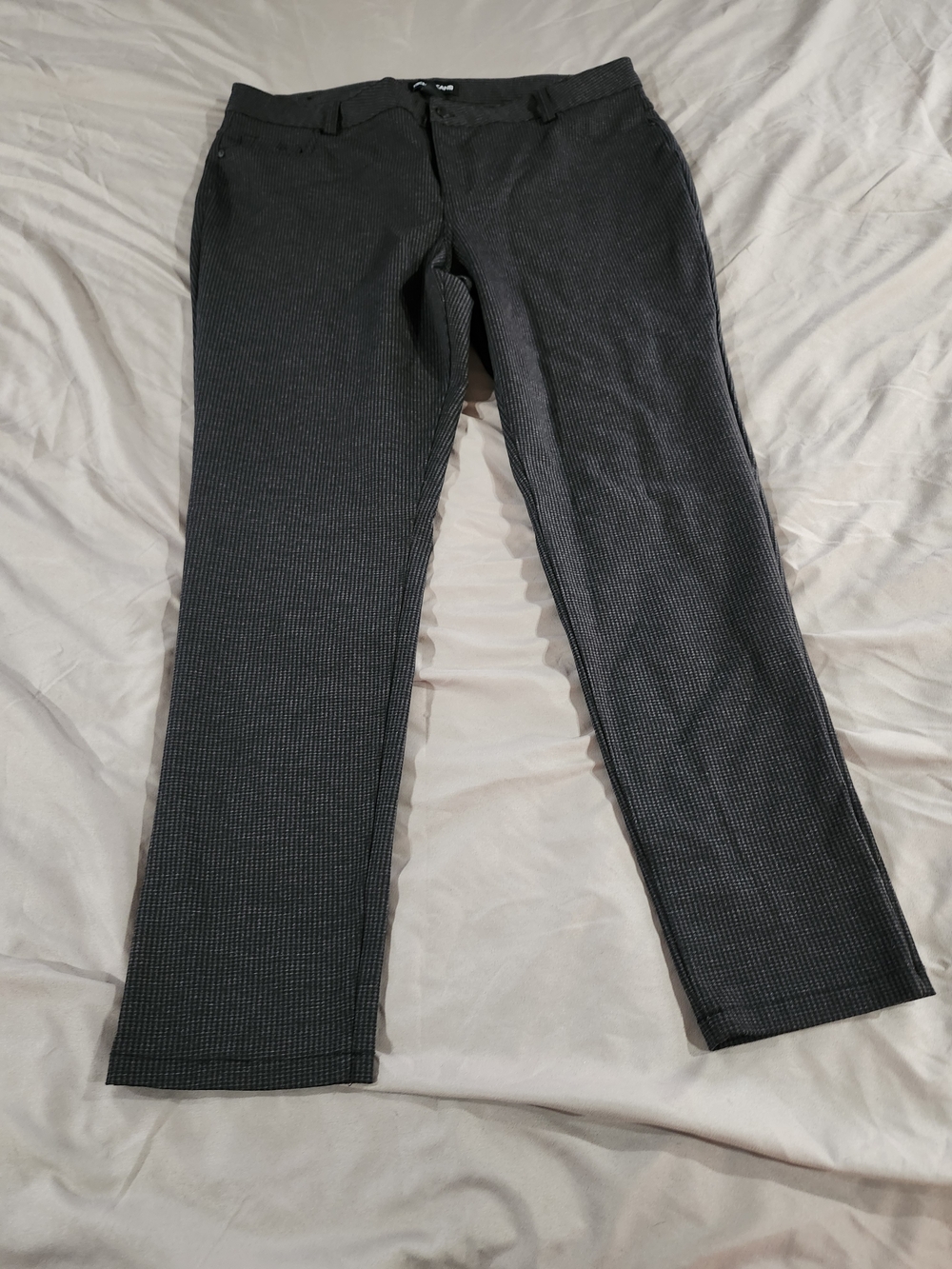 DKNY Charcoal Gray Micro-Check Trousers Size XL